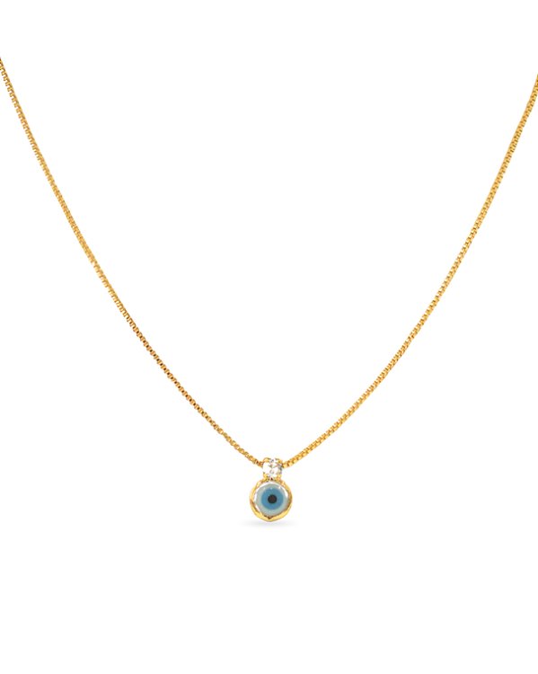 COLAR OLHO GREGO E PONTO DE LUZ ZIRCÔNIA BANHADO A OURO 18K