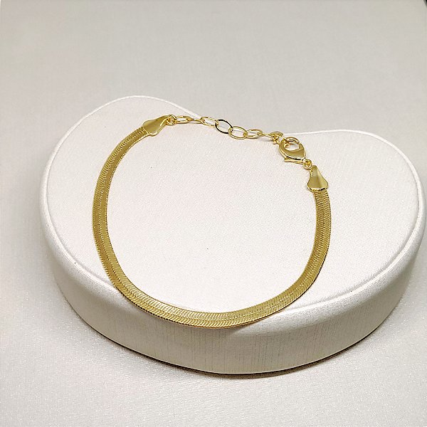 PULSEIRA MALHA FITA 4MM BANHADA OURO 18K - LINHA ESSENCIAL