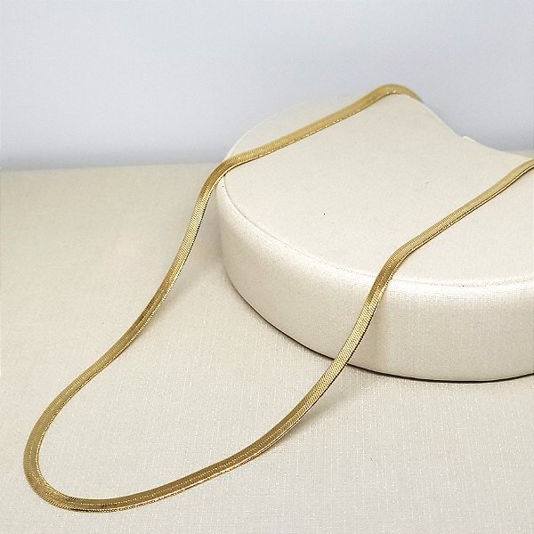 COLAR MALHA FITA 3MM BANHADO OURO 18K - LINHA ESSENCIAL