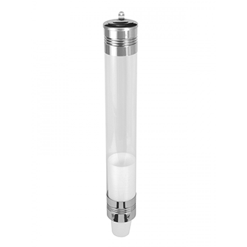 DISPENSER EM AÇO INOX COM TUBO EM ACRILICO PARA COPO DE ÁGUA 110/150/180/200 ML