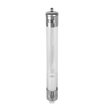 DISPENSER EM AÇO INOX COM TUBO EM PVC PARA COPO DE CAFÉ 50 ML E 80 ML