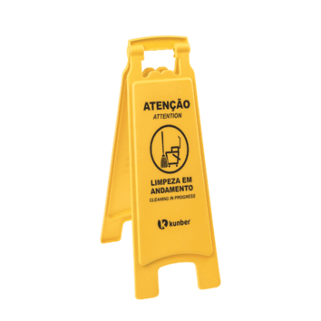 PLACA AMARELA DE SINALIZACÃO DA KUNBER LIMPEZA EM ANDAMENTO - REF: 14103