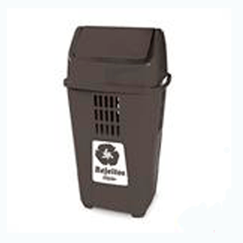 LIXEIRA 50L C/TAMPA BASCULANTE CINZA P/COLETA SELETIVA PLASVALE