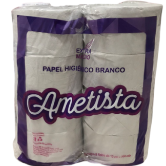 PAPEL HIGIENICO ROLÃO FOLHA SIMPLES RECICLADO 8X300M AMETISTA