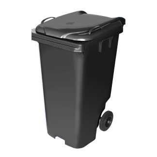 CONTEINER PLÁSTICO 240LTS COM RODA DE 200MM . COR PRETO