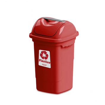 LIXEIRA 30L C/ TAMPA BASCULANTE P/COLETA SELETIVA VERMELHO PLASVALE