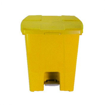 CESTO PLÁSTICO 30L QUADRADO C/ PEDAL E ARO INTERNO AMARELO