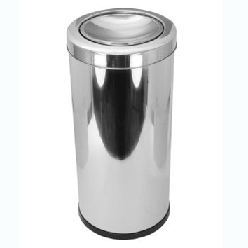 LIXEIRA EM AÇO INOX 24 X 50 CM DE ALTURA COM TAMPA MEIA ESFERA (CAPACIDADE: 22L)