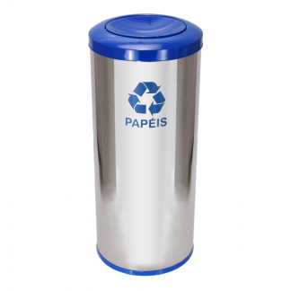 LIXEIRA EM AÇO INOX COM TAMPA MEIA ESFERA PINTADA 50L