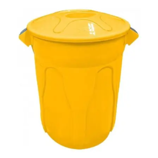 CESTO PLÁSTICO 20L COM TAMPA. COR AMARELO