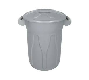 CESTO PLÁSTICO 40L COM TAMPA. COR CINZA