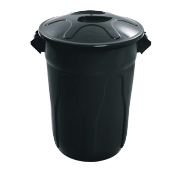 CESTO PLÁSTICO 60L COM TAMPA. COR: PRETO