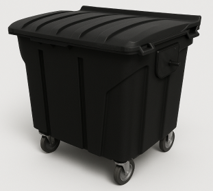 CONTEINER 500L C/ RODAS PRETO PLESTIN