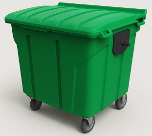 CONTEINER 500L C/ RODAS VERDE PLESTIN