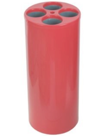 LIXEIRA C/ 4 TUBOS P/COPOS DE ÁGUA VERMELHA