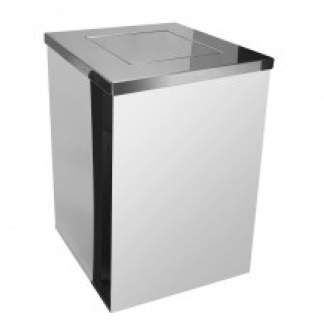 LIXEIRA QUADRADA EM AÇO INOX COM TAMPA VAI-VEM 100L
