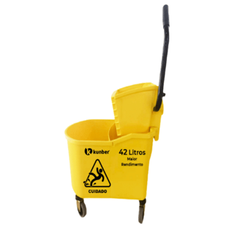 BALDE ESPREMEDOR AMARELO AÇAO LATERAL 42 L DUAS AGUAS