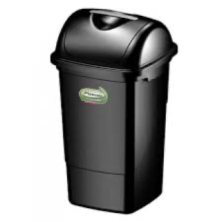 LIXEIRA COM TAMPA BASCULANTE 014 LITROS PRETO PLASVALE