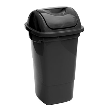 LIXEIRA COM TAMPA BASCULANTE 030 LITROS PRETO PLASVALE