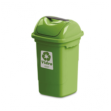 LIXEIRA COM TAMPA BASCULANTE 030 LITROS VERDE PLASVALE