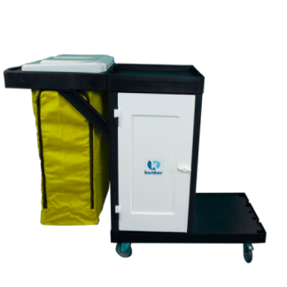 CARRO FUNCIONAL UTILITY C/ FECHAMENTO BRANCO E BOLSA AMARELA