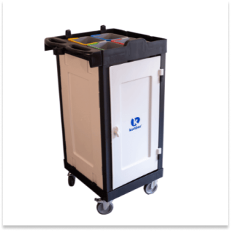 CARRO COMPACTO LINHA UTILITY DE LIMPEZA COM FECHAMENTO E PORTA BALDES - KUNBER