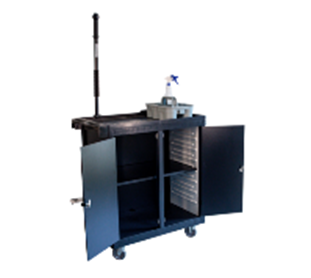 CARRO SERVIÇO LINHA UTILITY BLACK COM 01 PRATELEIRA  LATERAL/FUNDO-COM PORTAS E CHAVE