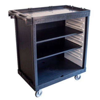 CARRO SERVIÇO LINHA UTILITY BLACK COM 02 PRATELEIRAS LATERAL/FUNDO (SEM PORTA)