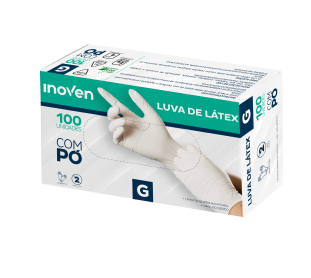 LUVA DE LATEX P/ PROCEDIMENTO M CAIXA C/ 100UN - INOVEN