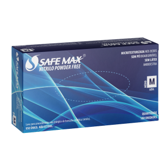 LUVA DE NITRILICO AZUL SAFEMAX BLUE TAMANHO PEQUENO - CAIXA C/100 UNID
