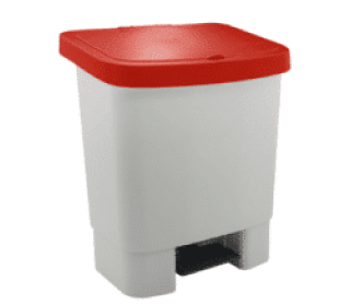 LIXEIRA COM PEDAL E ARMOTECIMENTO 025 LITROS BRANCA TAMPA VERMELHO KUNBER