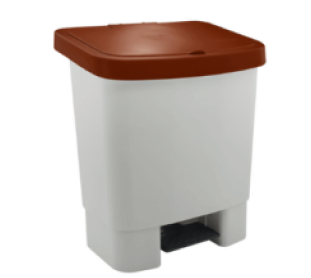 LIXEIRA COM PEDAL E ARMOTECIMENTO 025 LITROS BRANCA TAMPA MARROM KUNBER