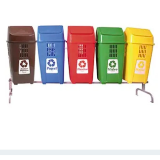 SUPORTE P/ 5 LIXEIRAS P/COLETA SELETIVA PLASVALE
