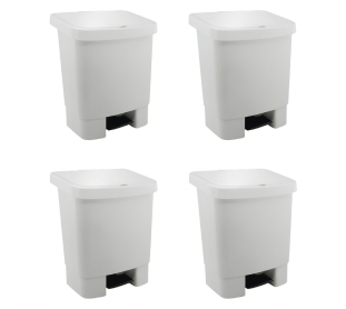 CAIXA COM 04 UNIDADES LIXEIRA COM PEDAL 025 LITROS BRANCA KUNBER