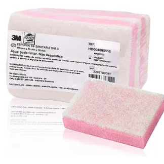 ESPONJA SB SANITARIA BRANCA/ROSA 3M - PACOTE COM 3 UNIDADES