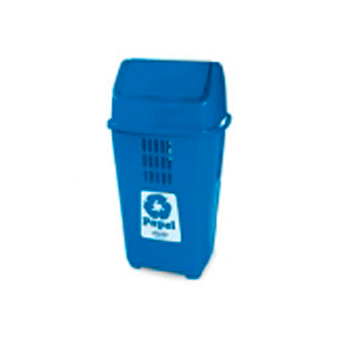 LIXEIRA COM TAMPA BASCULANTE 050 LITROS AZUL PLASVALE