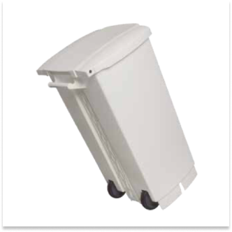 LIXEIRA COM PEDAL E RODAS 100 LITROS BRANCA PERFECT