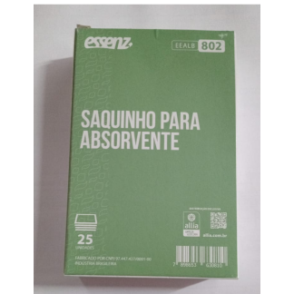 SAQUINHO P/ ABSORVENTE 25UN REF EEALB802 ESSENZ