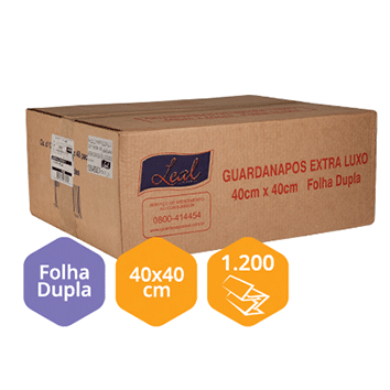 GUARDANAPO DE MESA E COLO GRANDE FOLHA DUPLA  40X40 CM LEAL CX1200 UNID