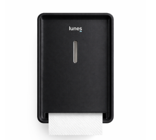 DISPENSER PAPEL TOALHA BOBINA PRETO LUNES DESIGN ALTO FLUXO REF. LDATR260