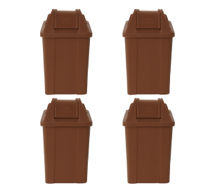 CAIXA COM 04 UNIDADES LIXEIRA COM TAMPA BASCULANTE 060 LITROS MARROM JSN