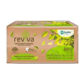 PAPEL HIGIÊNICO INTERFOLHA FOLHA DUPLA V-FOLD 10X21CM 12000 FOLHAS REVIVA RHI12