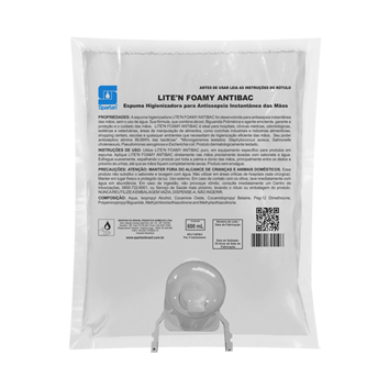 ALCOOL ANTISSEPTICO ESPUMA 600ML SEM VALVULA LITE N FOAMY ANTIBAC SPARTAN