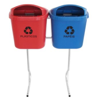CONJUNTO PARA COLETA SELETIVA DE 040L COM 02 CESTOS   JSN
