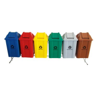 CONJUNTO PARA COLETA SELETIVA 100L COM 6 LIXEIRAS