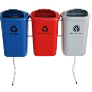 CONJUNTO PARA COLETA SELETIVA DE 050L COM 03 CESTOS   JSN
