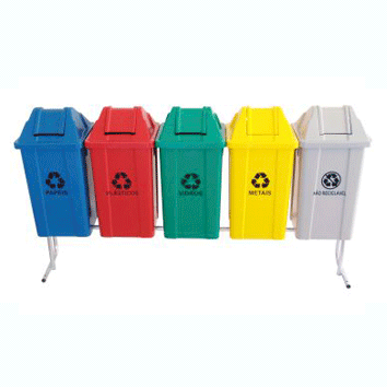 CONJUNTO PARA COLETA SELETIVA COM 5 CESTOS DE 60 LITROS