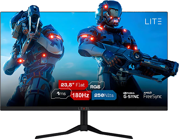 Monitor Gamer Level Lite 23.8' ELED, FHD, 180Hz, 1ms, IPS, Freesync e G-sync - L2411SU Preto