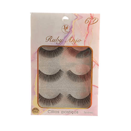kit Cílios Postiços 3 Pares 6D 056 – Ruby Anjo
