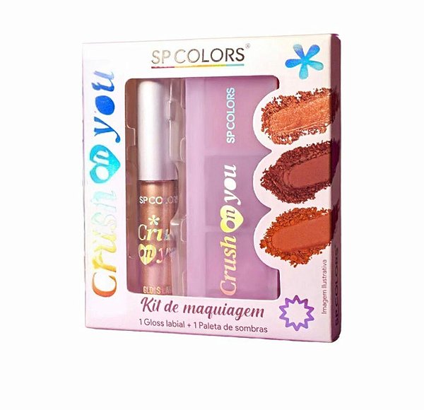 Kit de maquiagem Gloss labial + Paleta de Sombras - SP COLORS